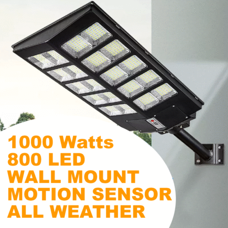 NUYA Solar Street Light 1000W Watts Solar LED Flood Light Dusk to Dawn+Pole 1350000LM