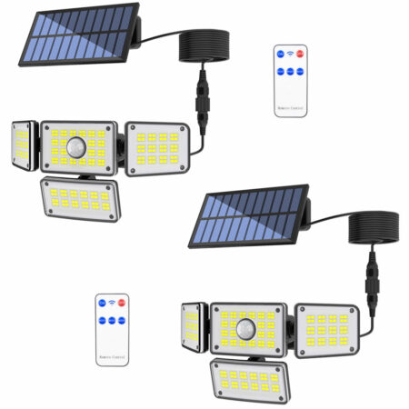 NUYA 224 LED 3000LM Solar Motion Sensor Light Waterproof IP65 4 Heads - 2Pack
