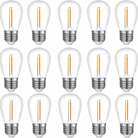 NUYA 15-Pack LED 1W String Light Bulbs, S14 Plastic Shatterproof Edison.. (Copy)