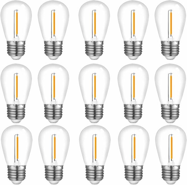 NUYA 15-Pack LED 1W String Light Bulbs, S14 Plastic Shatterproof Edison.. (Copy)