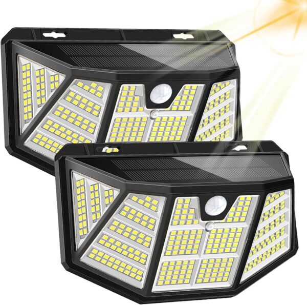 NUYA 310 LED Solar Motion Lights Outdoor, IP65 Waterproof, 270 Degree Wide Angle, 3 Modes- 2 Pack
